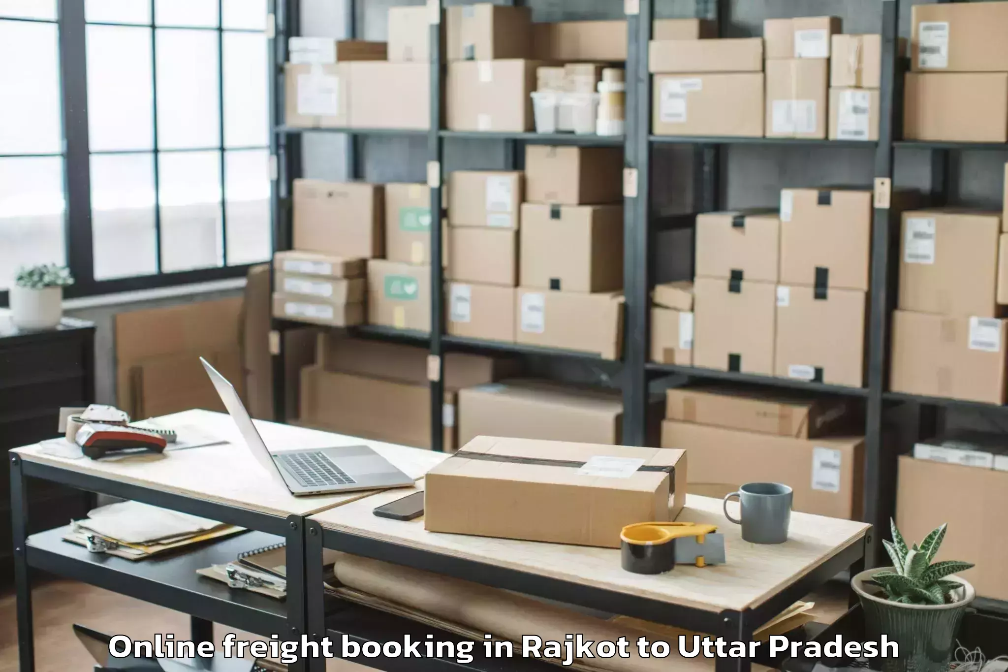 Hassle-Free Rajkot to Pinahat Online Freight Booking